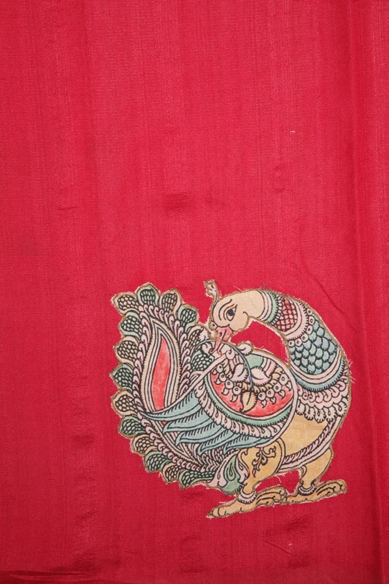 Rosewood Pink Tussar Saree with Without Zari Zari Floral Patterns view 3