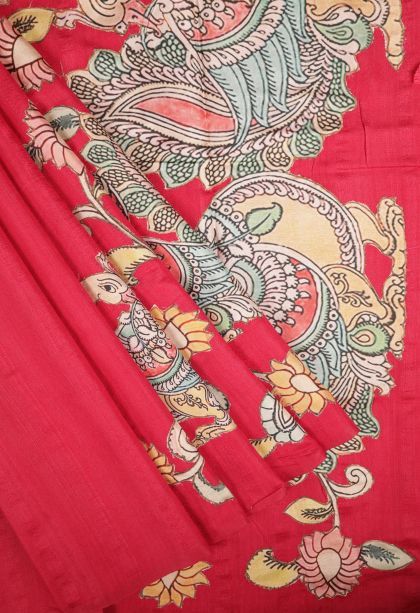 Rosewood Pink Tussar Saree with Without Zari Zari Floral Patterns