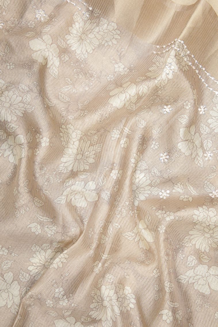 Slate Blue Tussar Saree with Without Zari Zari Floral Patterns view 3