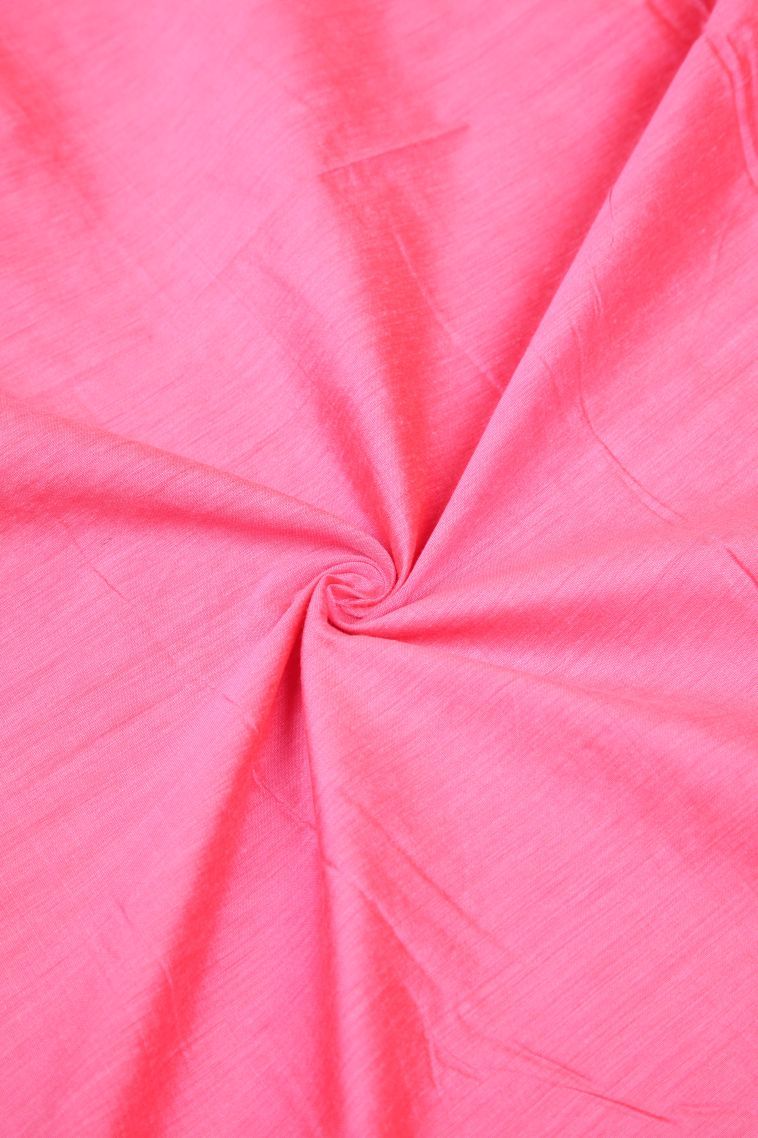Bubblegum Pink Kalyani Cotton with Without Zari Zari Plain view 4