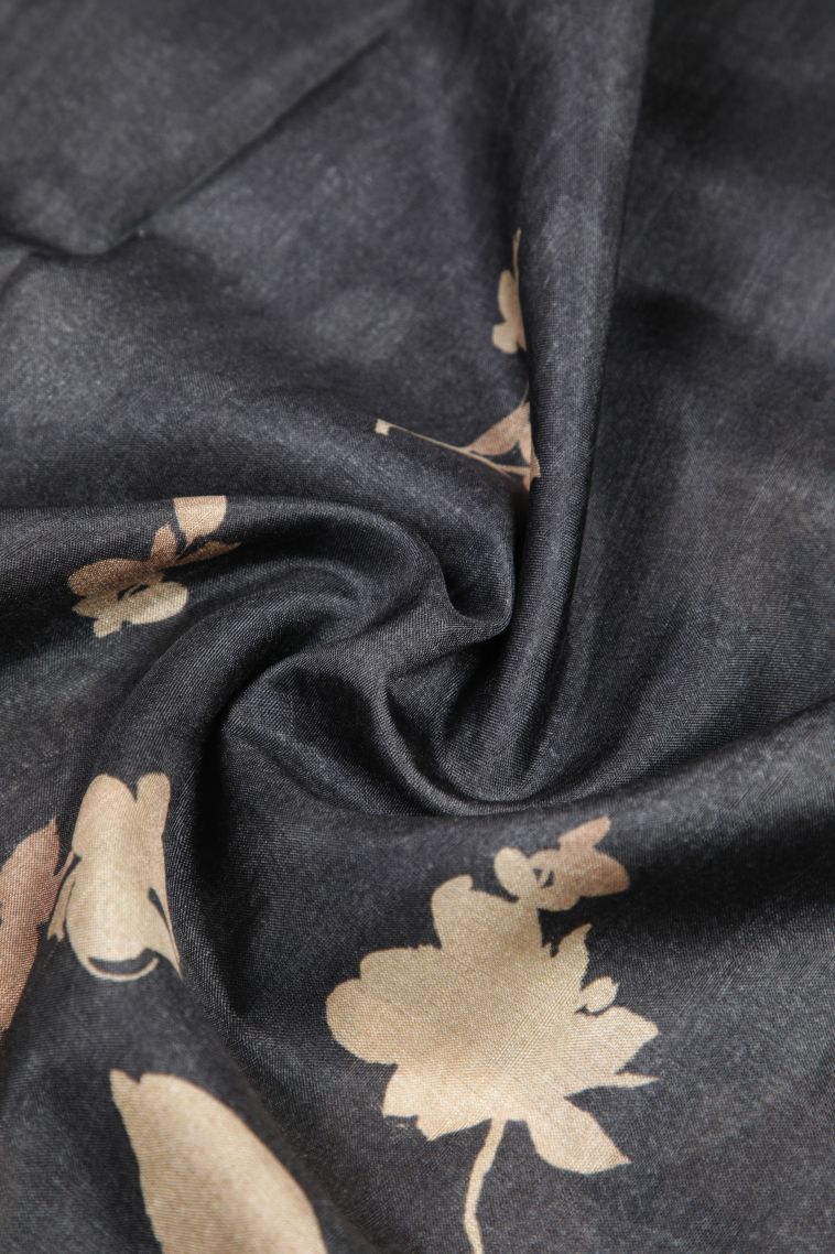 Denim Blue Tussar Saree with Without Zari Zari Floral Patterns view 4