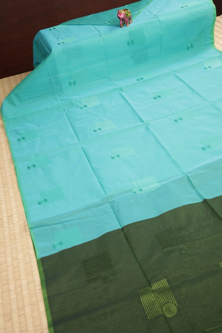 Admiral Blue Silk Cotton Sarees with Without Zari Zari Buttis (small Dots Or Motifs) view 2