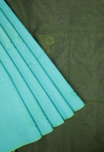 Admiral Blue Silk Cotton Sarees with Without Zari Zari Buttis (small Dots Or Motifs)