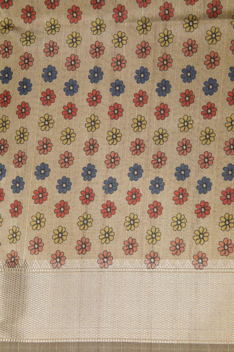 Brunette Brown Tussar Saree with Without Zari Zari Plain view 3