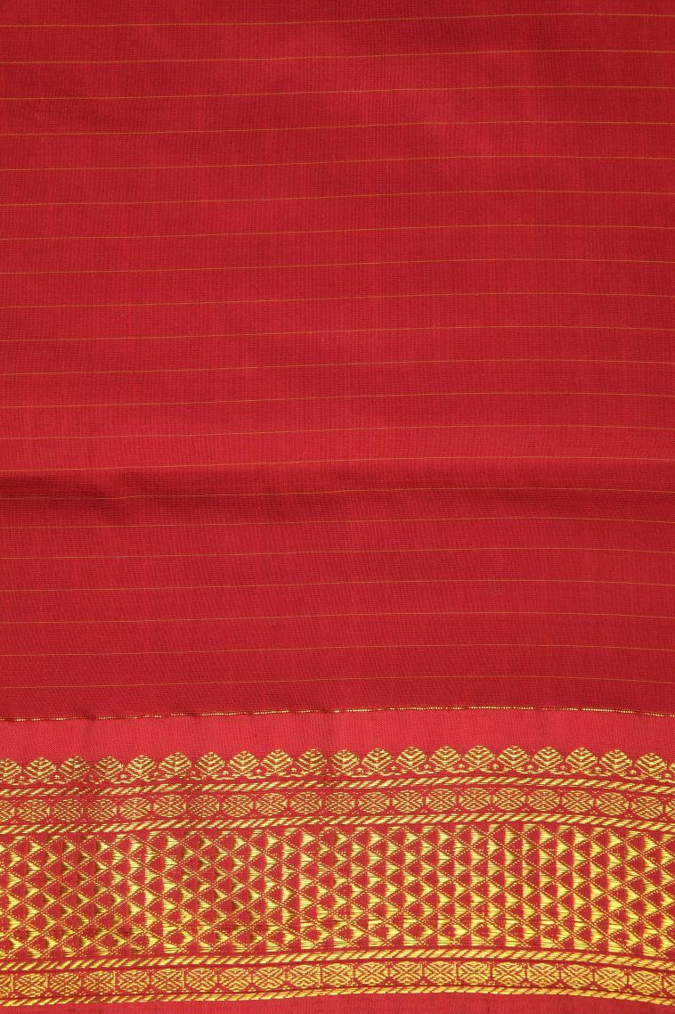 Apple Red Kalyani Cotton with Without Zari Zari Checks view 3