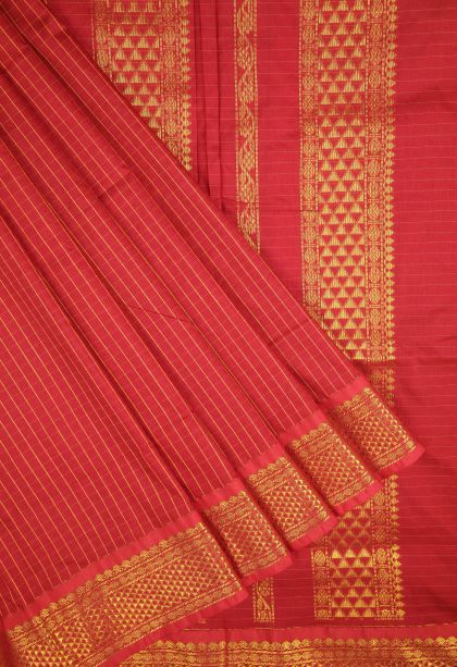 Apple Red Kalyani Cotton with Without Zari Zari Checks