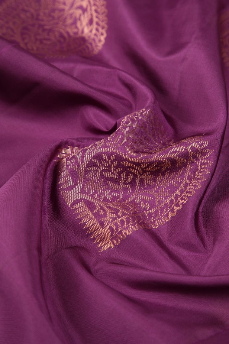 Magenta Purple Soft Silk Saree with Copper Zari Buttis (small Dots Or Motifs) view 4