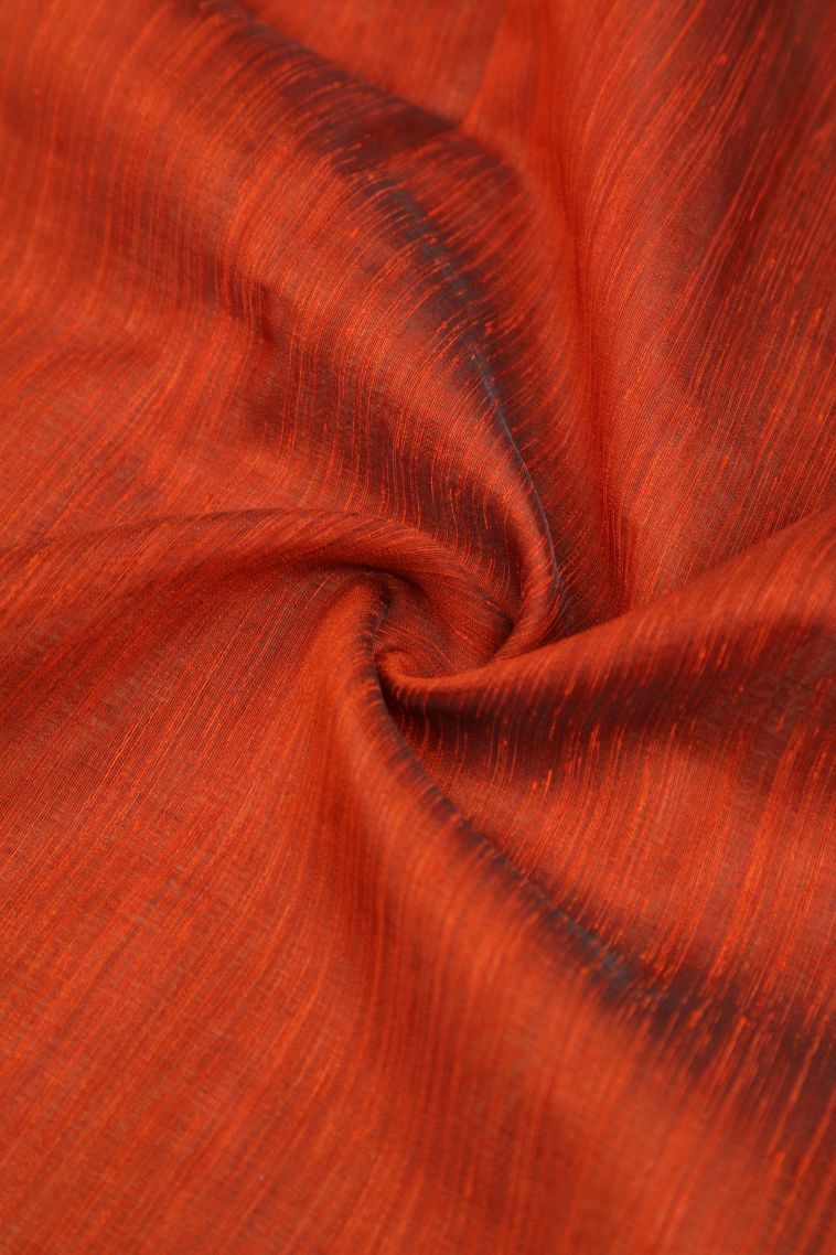 Tiger Orange Tussar Saree with Without Zari Zari Plain view 4