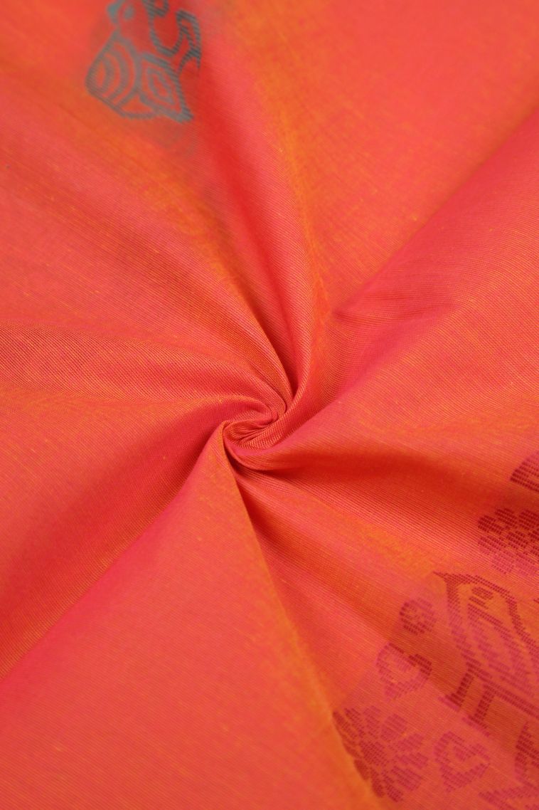Strawberry Pink Kovai Cotton Sarees with Without Zari Zari Buttis (small Dots Or Motifs) view 4
