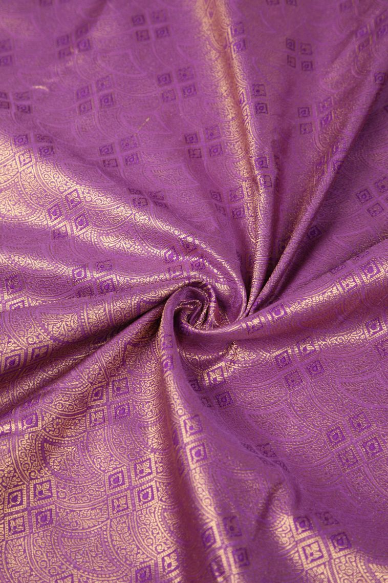 Lilac Purple Samudrika Pattu with Copper Zari Floral Patterns view 4
