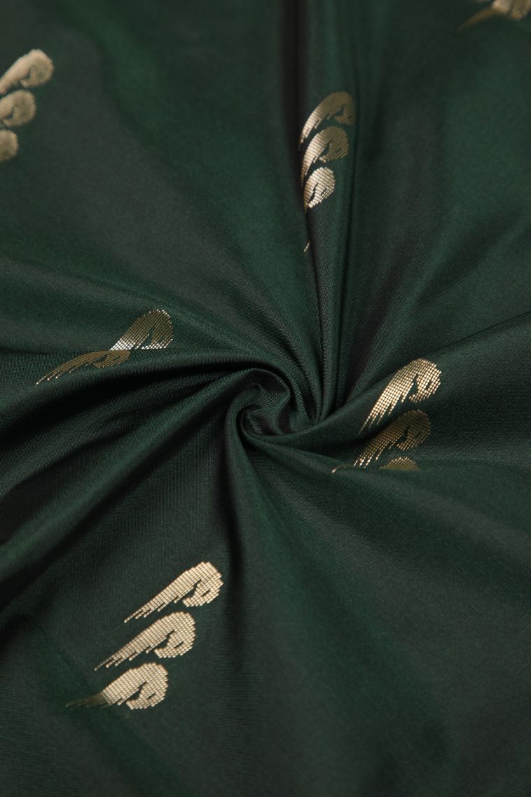 Bottle Green Soft Silk Saree with Copper Zari Buttis (small Dots Or Motifs) view 4