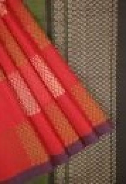Tiger Orange Pure Handloom Kovai Cotton with Without Zari Zari Buttis (small Dots Or Motifs)