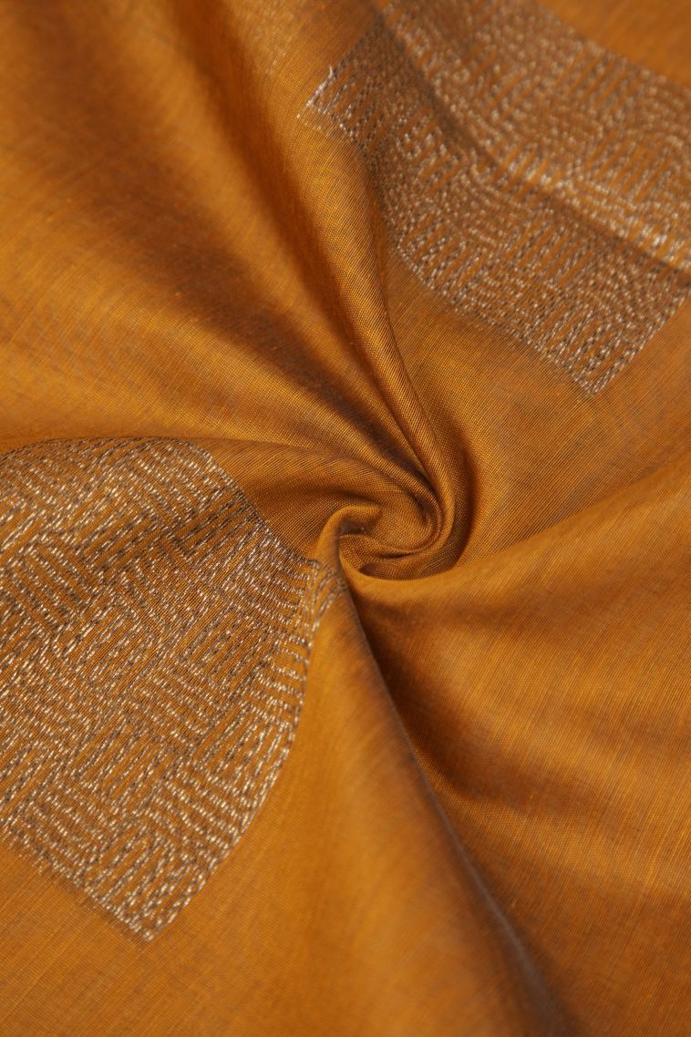 Gold Silk Cotton Sarees with Bronze Zari Buttis (small Dots Or Motifs) view 4
