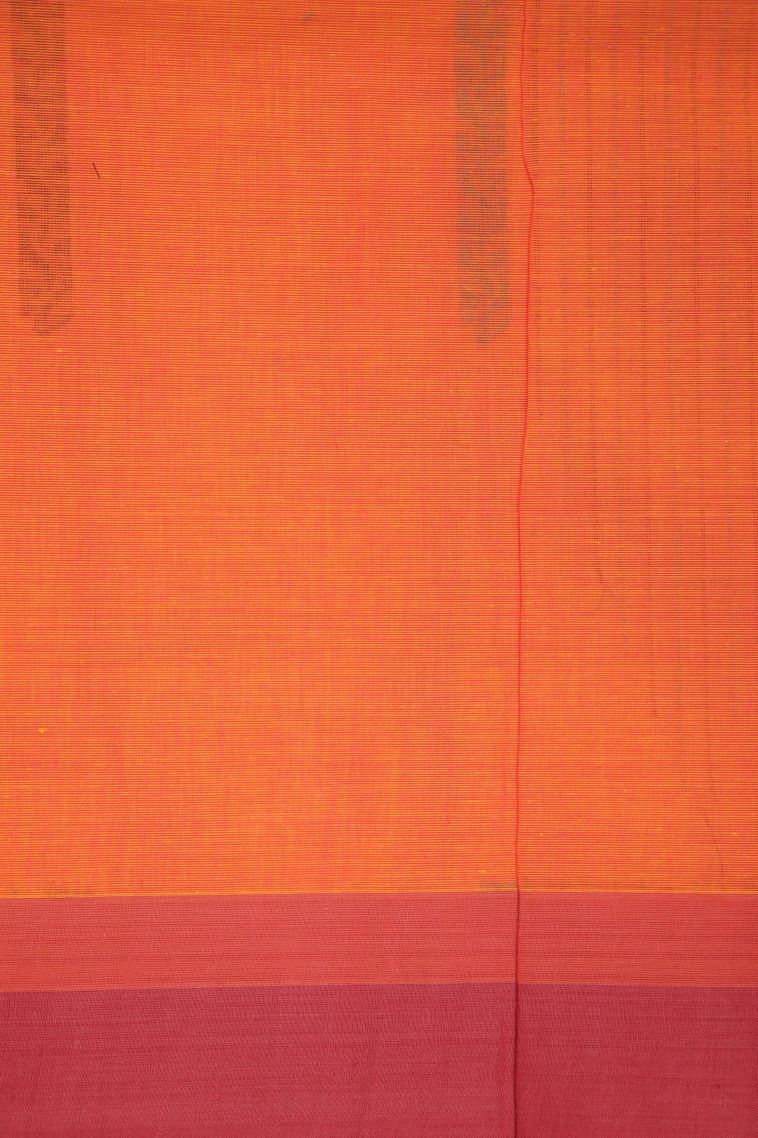 Coral Pink Kovai Cotton Sarees with Without Zari Zari Stripes view 3