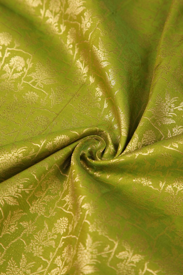 Moccon Green Samudrika Pattu with Copper Zari Floral Patterns view 4