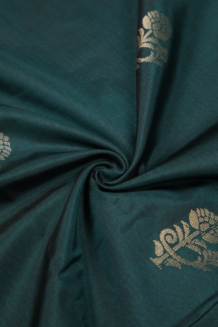 Aegean Blue Soft Silk Saree with Copper Zari Buttis (small Dots Or Motifs) view 4