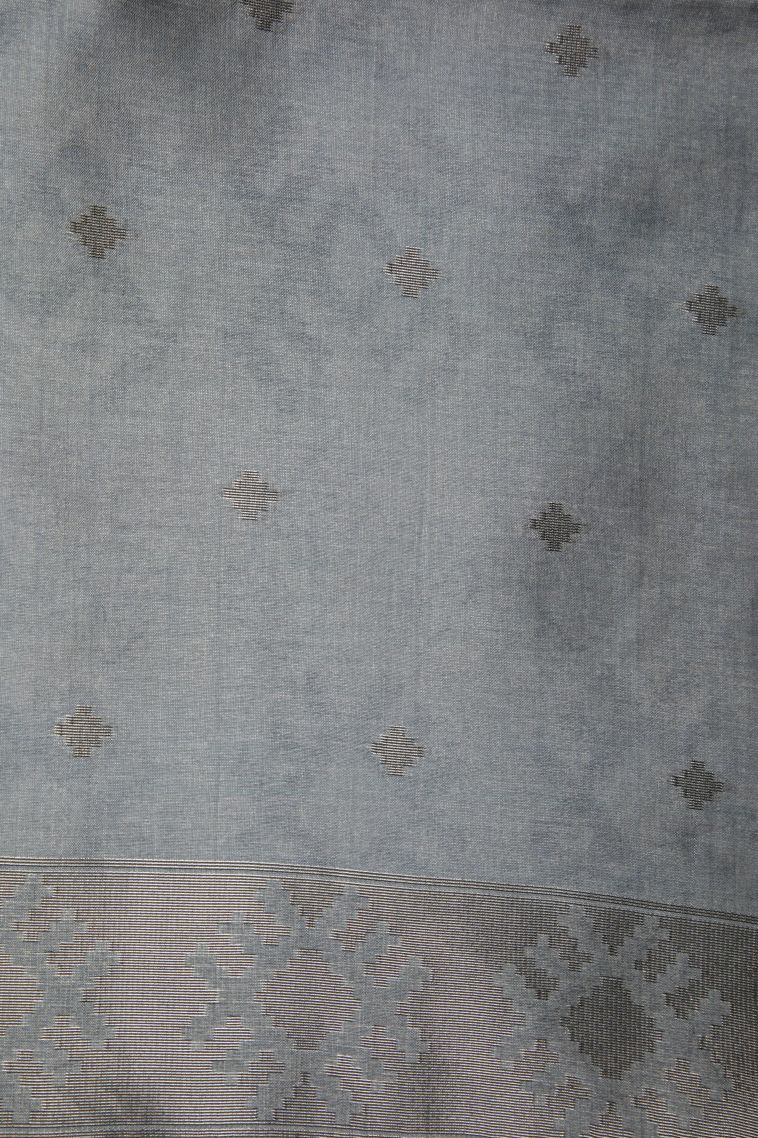 Coral Pink Tussar Saree with Bronze Zari Buttis (small Dots Or Motifs) view 3