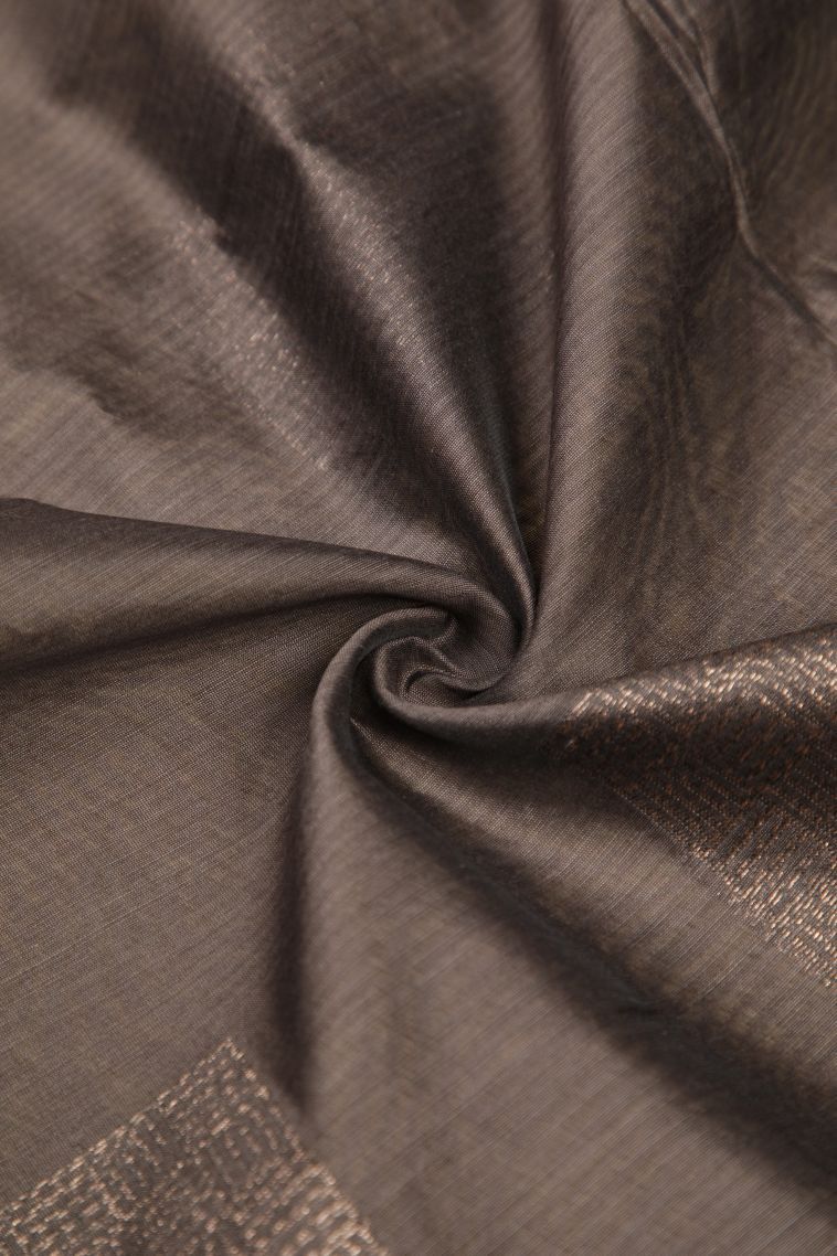 Gray Black Silk Cotton Sarees with Bronze Zari Buttis (small Dots Or Motifs) view 4