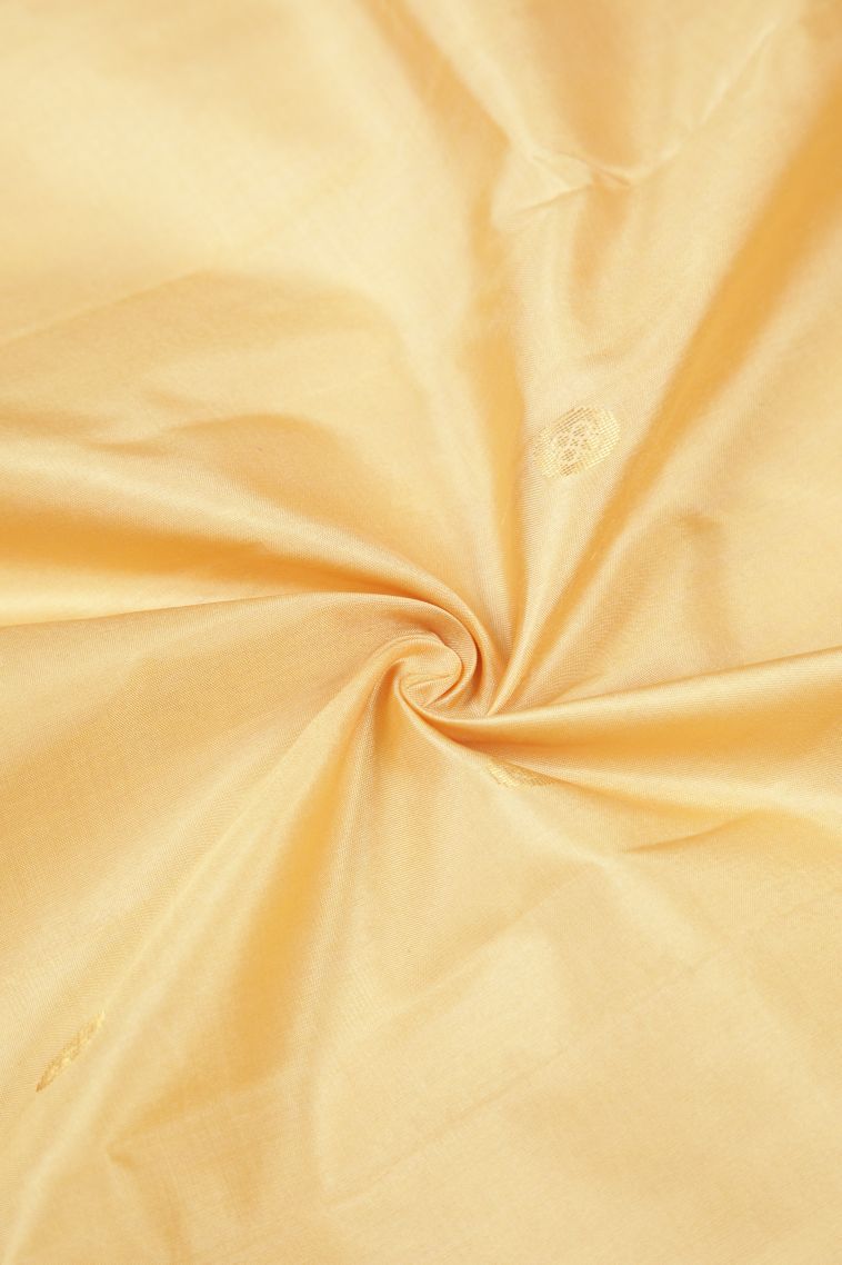 Cream White Soft Silk Saree with Gold Zari Buttis (small Dots Or Motifs) view 4