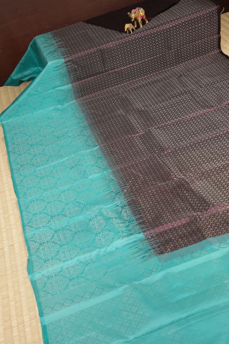 Mulberry Purple Soft Silk Saree with Silver Zari Buttis (small Dots Or Motifs) view 2