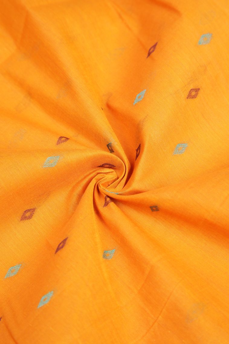 Merigold Orange Kovai Cotton Sarees with Without Zari Zari Buttis (small Dots Or Motifs) view 4