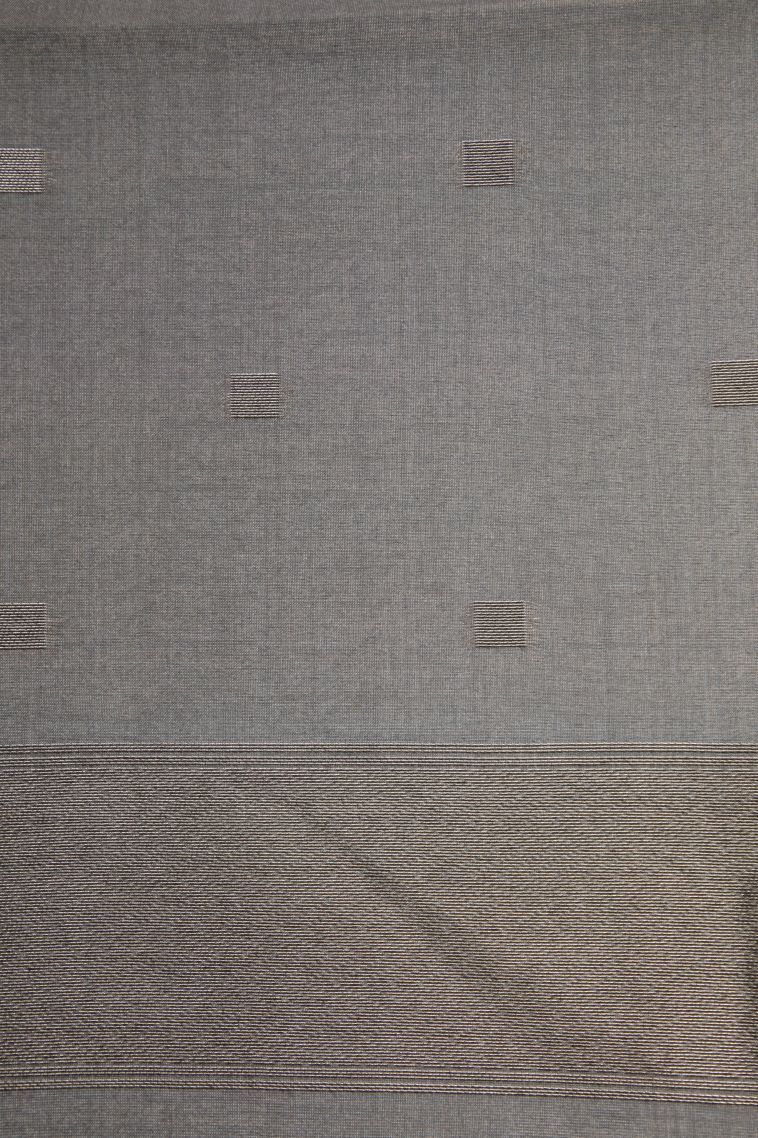 Gray Black Tussar Saree with Bronze Zari Checks view 3