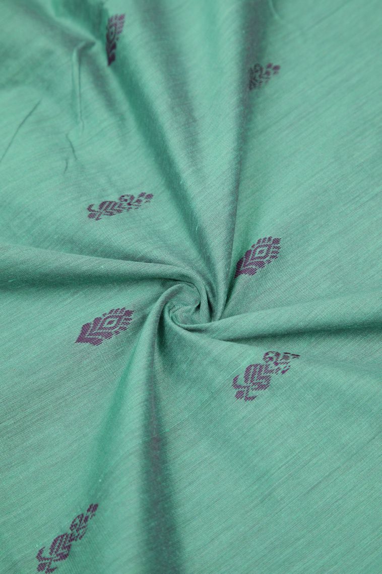 Sapphire Blue Kalyani Cotton with Without Zari Zari Buttis (small Dots Or Motifs) view 4