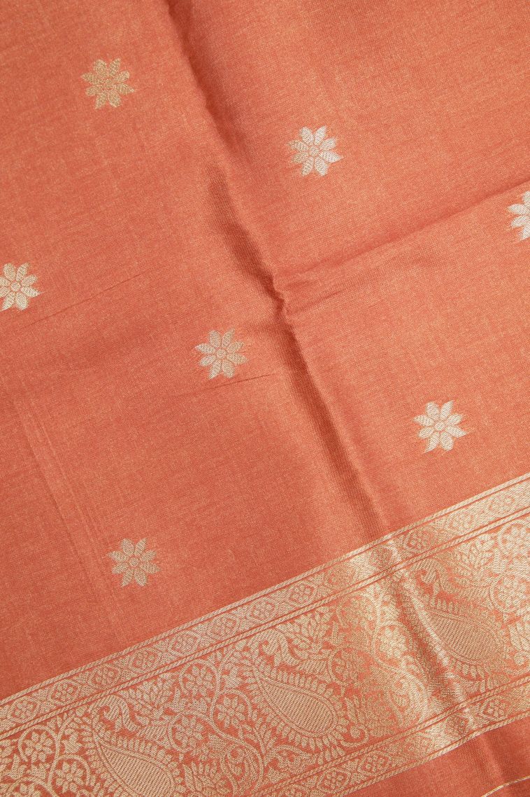 Iris Purple Tussar Saree with Without Zari Zari Floral Patterns view 3