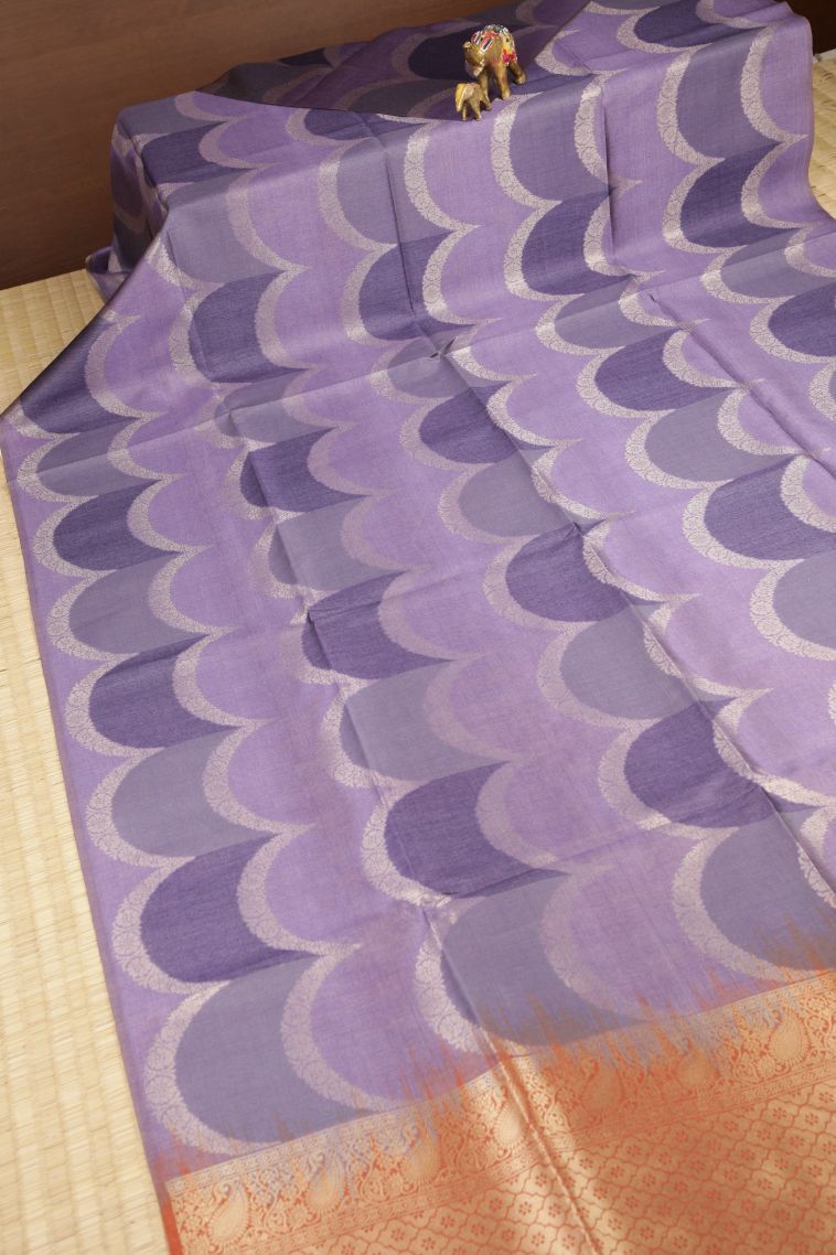 Iris Purple Tussar Saree with Without Zari Zari Floral Patterns view 2