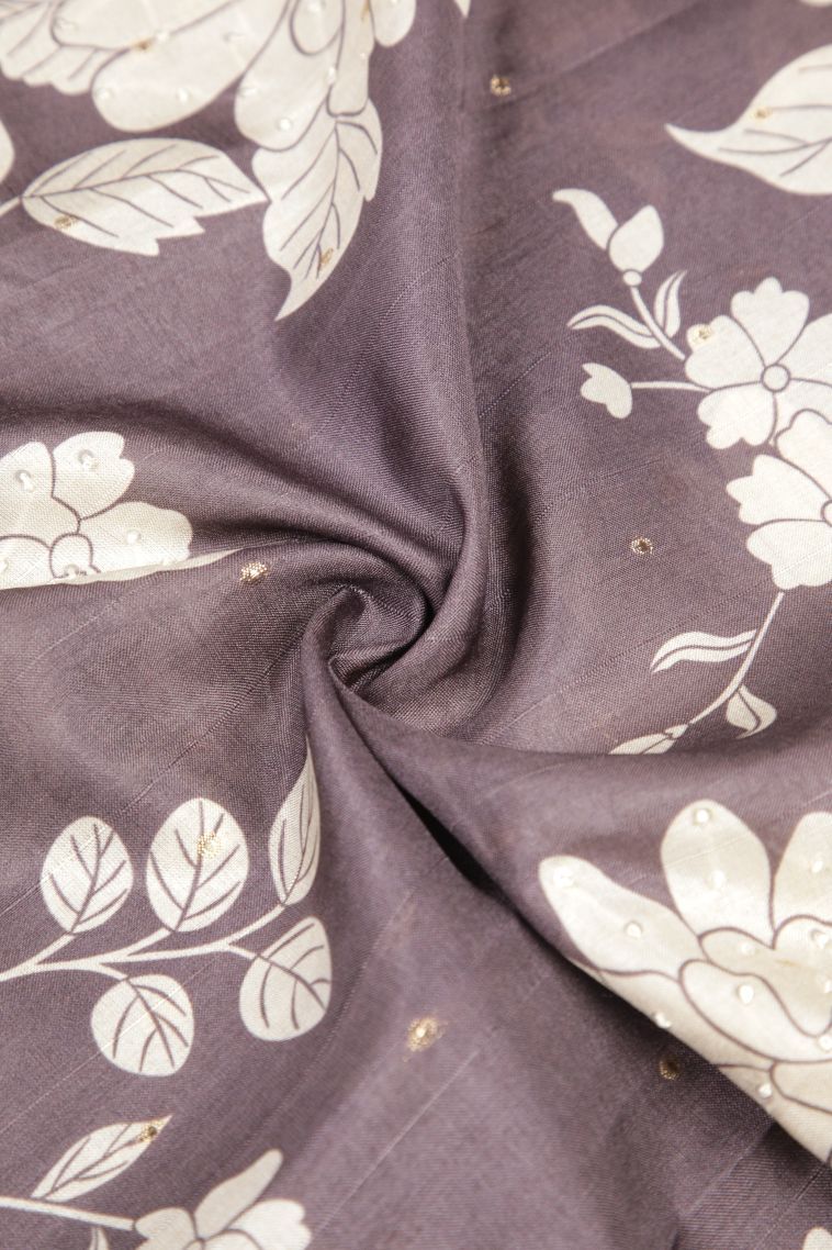 Mauve Purple Tussar Saree with Without Zari Zari Floral Patterns view 4
