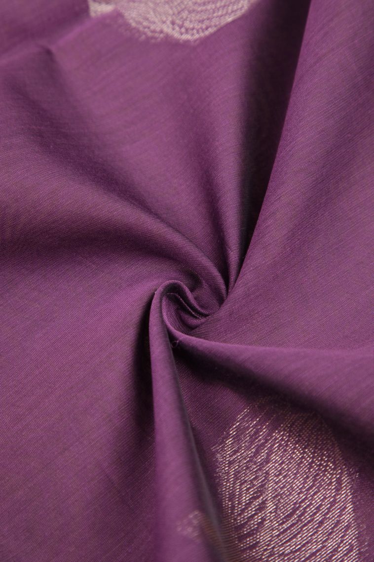 Lavender Purple Silk Cotton Sarees with Without Zari Zari Buttis (small Dots Or Motifs) view 4