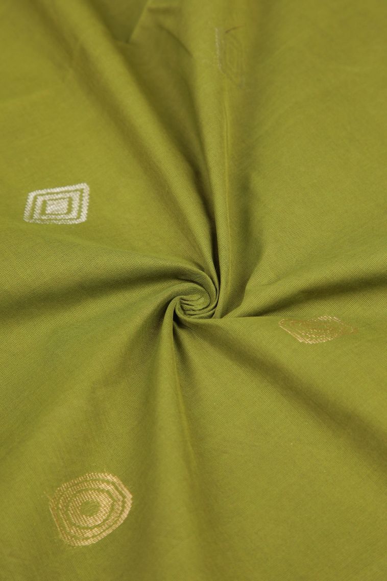 Mint Green Pure Handloom Kovai Cotton with Without Zari Zari Buttis (small Dots Or Motifs) view 4