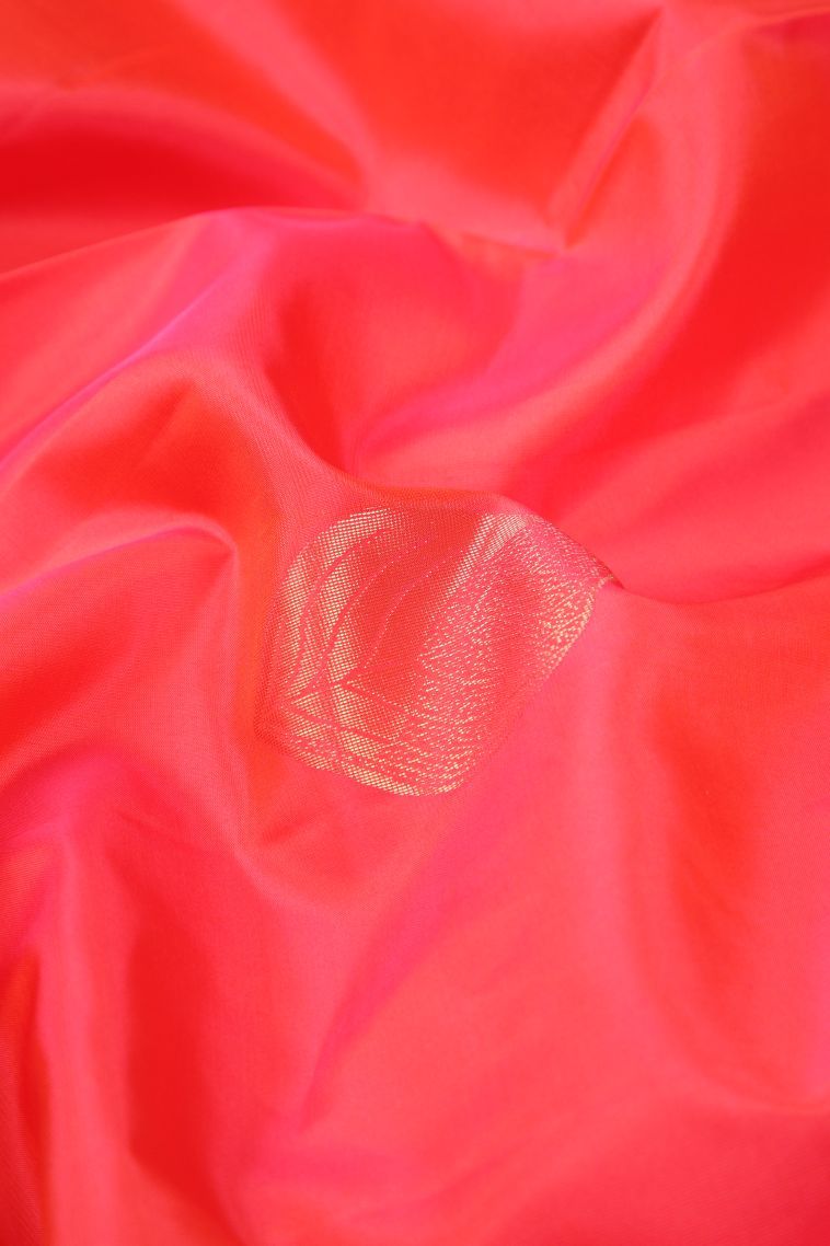 Strawberry Pink Soft Silk Saree with Copper Zari Buttis (small Dots Or Motifs) view 4