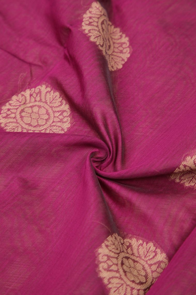 Magenta Purple Silk Cotton with Without Zari Zari Buttis (small Dots Or Motifs) view 4