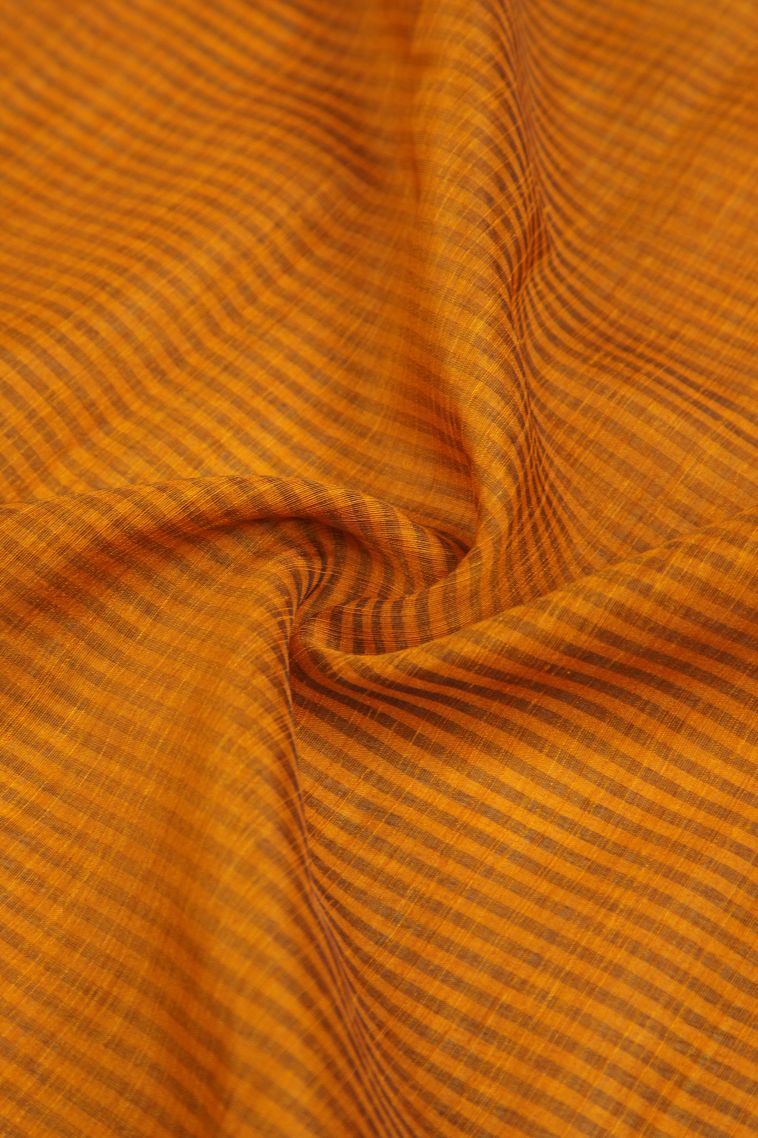 Apricot Orange Tussar Saree with Without Zari Zari Plain view 4