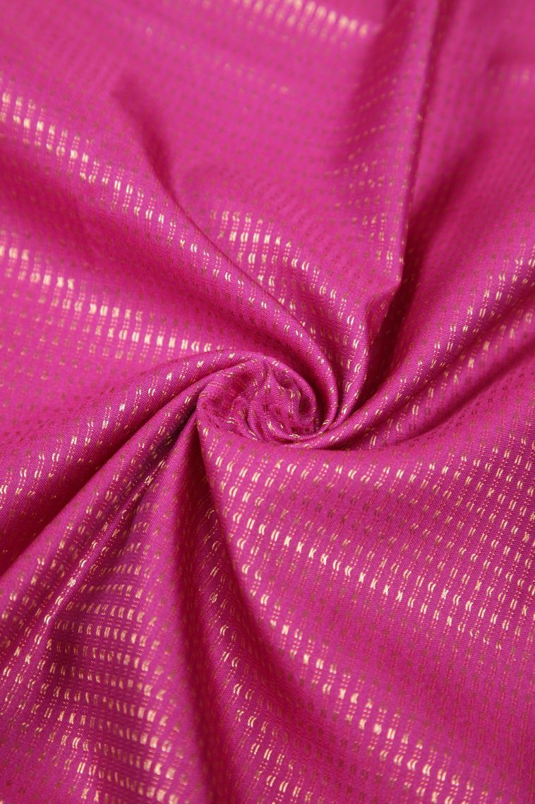 Hot Pink Soft Silk Saree with Copper Zari Stripes view 4