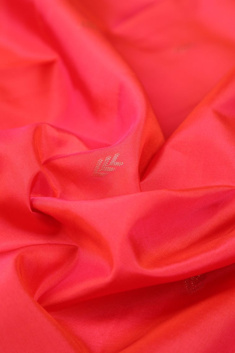Strawberry Pink Soft Silk Saree with Copper Zari Buttis (small Dots Or Motifs) view 4