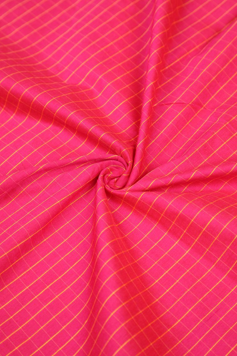 Hot Pink Kalyani Cotton with Without Zari Zari Checks view 4