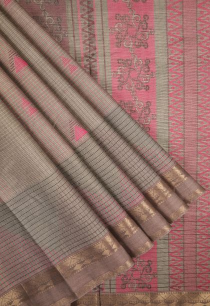 Abbey Black Kovai Cotton Sarees with Without Zari Zari Checks