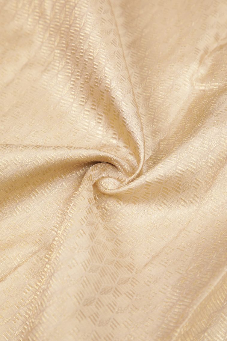 Cream White Kanchipuram Silk Sarees with Gold Zari Buttis (small Dots Or Motifs) view 4
