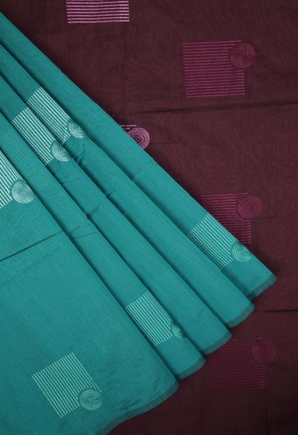 Arctic Blue Silk Cotton Sarees with Without Zari Zari Buttis (small Dots Or Motifs)