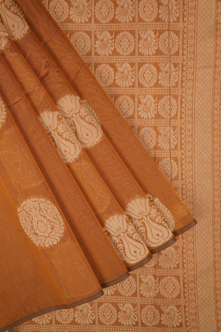 Tortilla Brown Silk Cotton with Without Zari Zari Buttis (small Dots Or Motifs) view 1