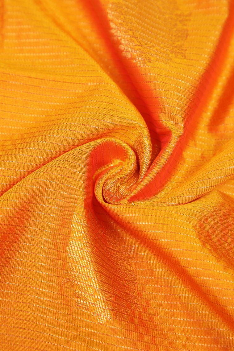 Candy Orange Soft Silk Saree with Copper Zari Buttis (small Dots Or Motifs) view 4