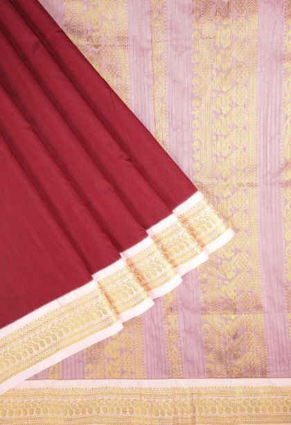 Apple Red Kalyani Cotton with Without Zari Zari Plain