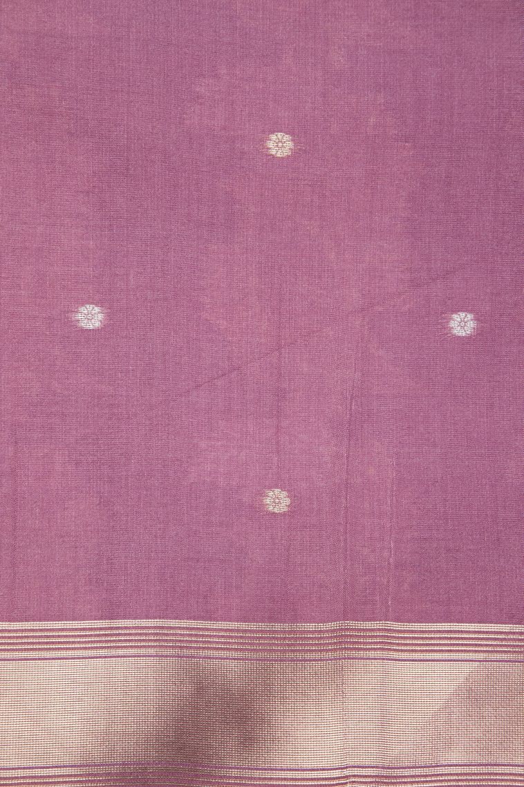 Viola Purple Tussar Saree with Silver Zari Buttis (small Dots Or Motifs) view 3