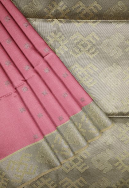 Rosewood Pink Tussar Saree with Without Zari Zari Buttis (small Dots Or Motifs)