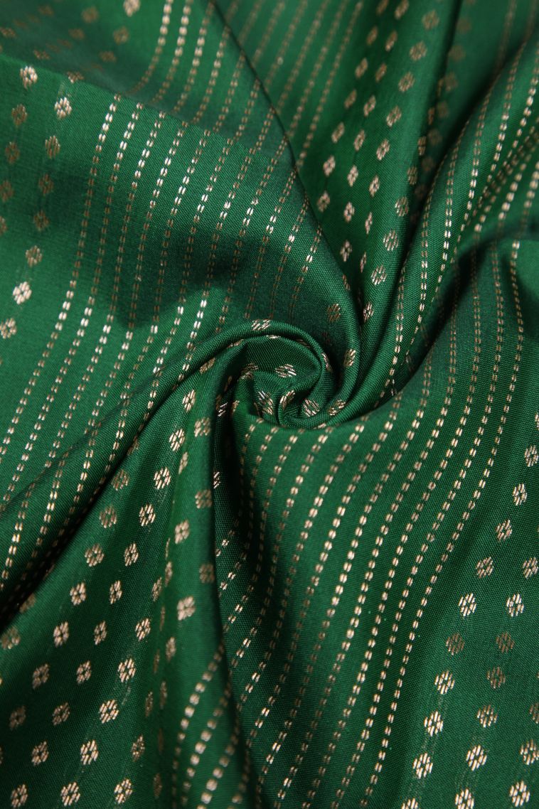 Pine Green Soft Silk Saree with Copper Zari Stripes view 4
