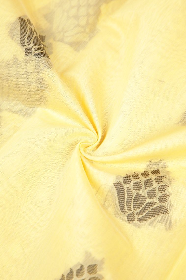 Cream White Silk Cotton with Without Zari Zari Buttis (small Dots Or Motifs) view 4