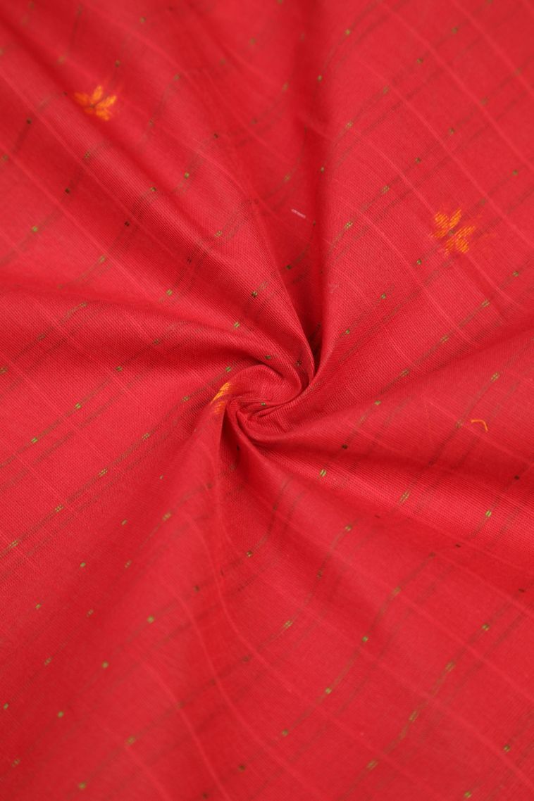 Candy Red Kovai Cotton Sarees with Without Zari Zari Stripes view 4