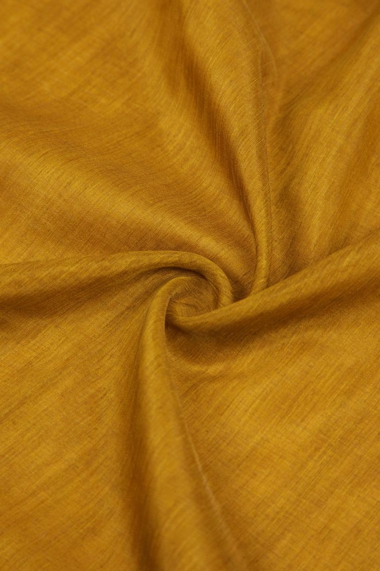 Gold Tussar Saree with Without Zari Zari Plain view 4